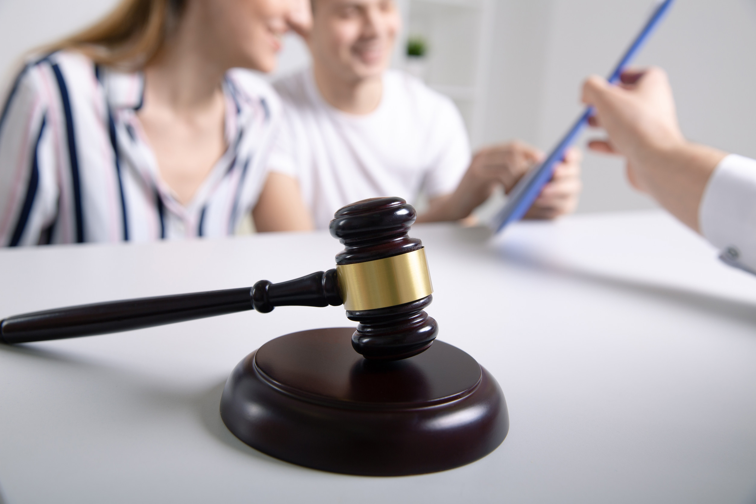 Judge gavel deciding on marriage divorce